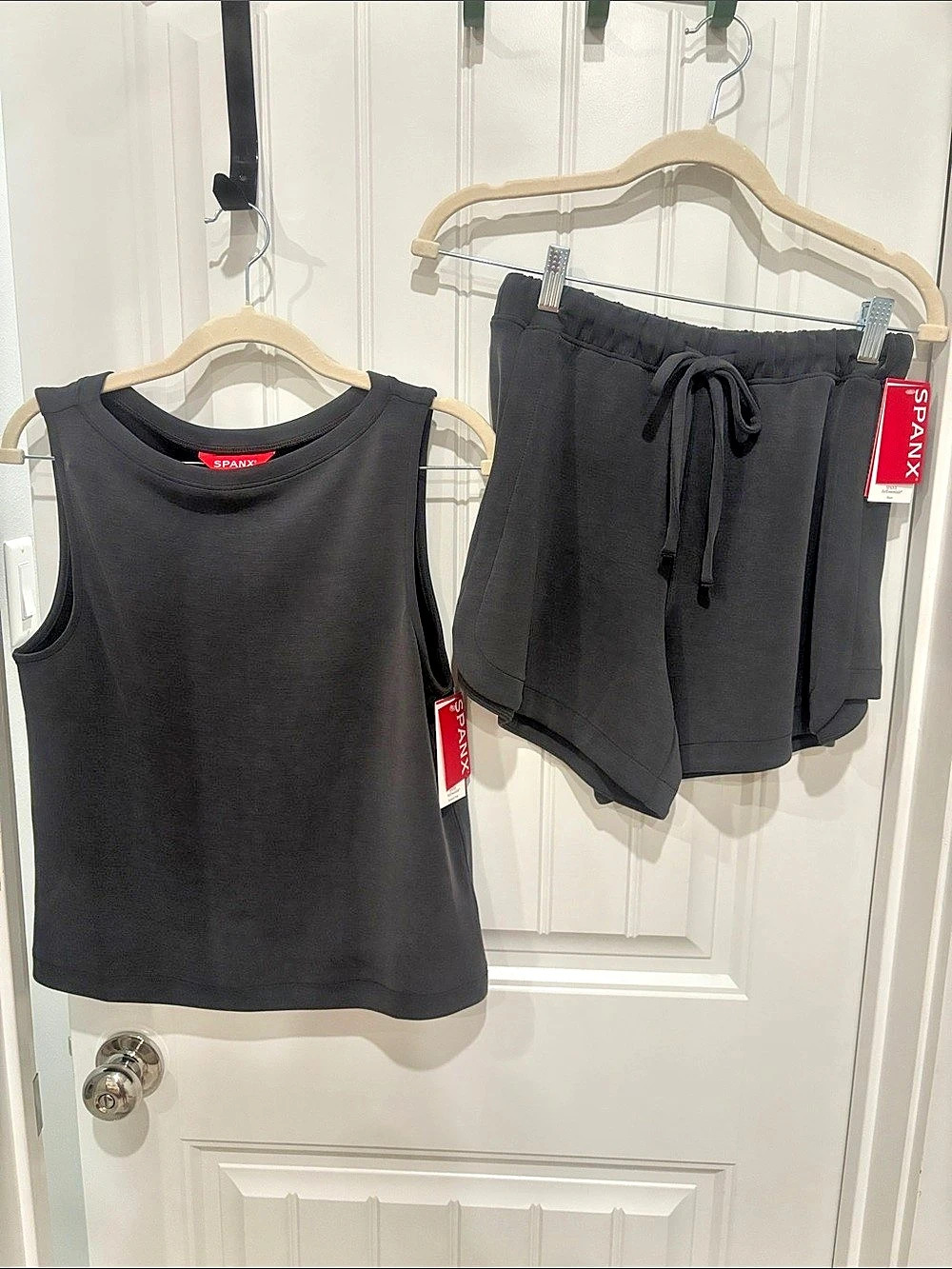 SPANX AirEssentials Crewneck Tank and Shorts Set Black XS